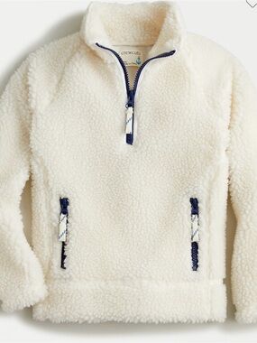 Crewcuts Kids Cream Sherpa Half-Zip Pullover